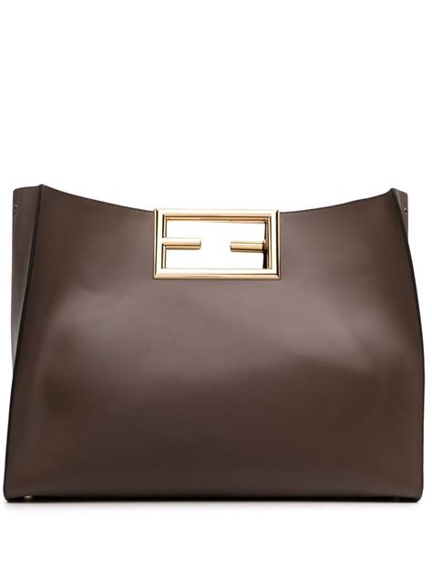 fendi way large leather tote|fendi tote shopper.